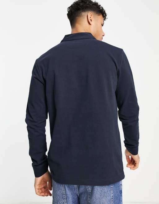 Farah long sleeve polo in navy, 2 of 4