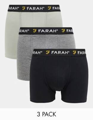 Farah - Lot de 3 boxers - Noir/kaki/gris
