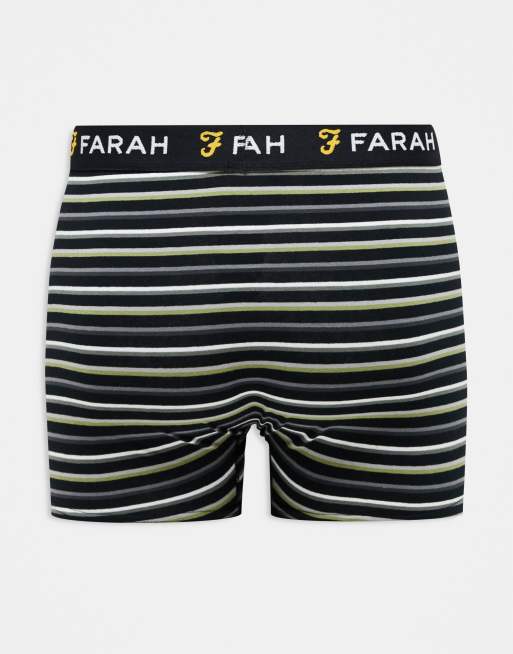 Farah - Lot de 5 boxers - Noir/kaki chiné/gris chiné/vert mousse/rayures multicolores, 2 de 4