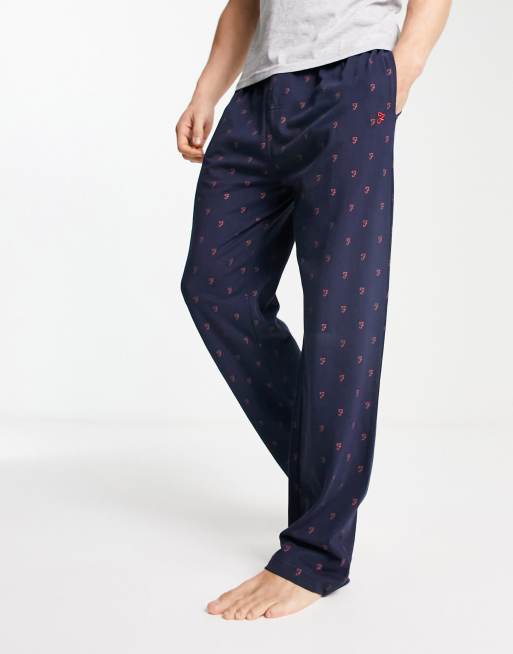Farah – Lounge-Hose mit Marineblauem gemustert