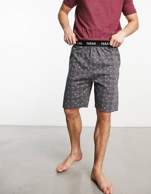 Farah - lounge shorts with logo waist in charcoal marl print