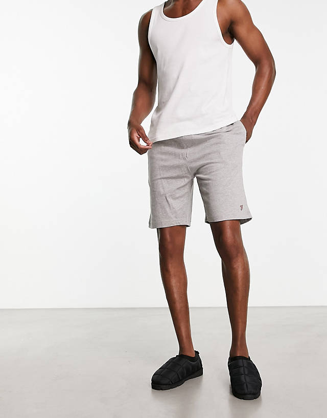 Farah - lounge shorts with logo waist in grey marl