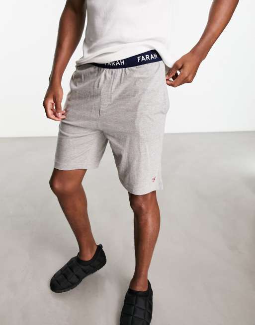 Farah lounge shorts with logo waist in grey marl