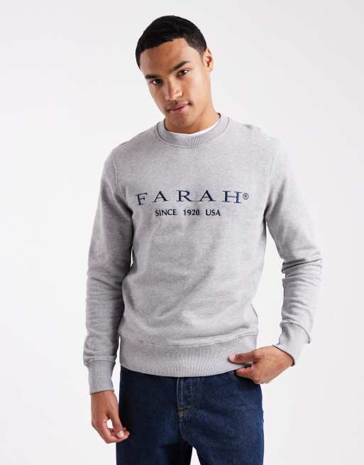 Farah Lynmouth embroidered logo sweatshirt in light grey - LGREY