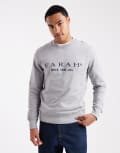 [Farah] Farah Lynmouth embroidered logo sweatshirt in light grey S Light grey