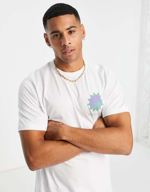 Farah – Mackey – Biały bawełniany T-shirt z grafiką yin i yang – WHITE