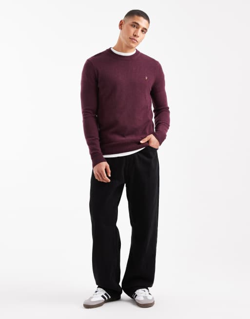 Farah Maidstone lambswool jumper in burgundy, 2 of 5