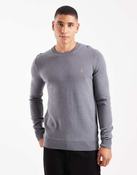 Farah maidstone lambswool jumper in grey