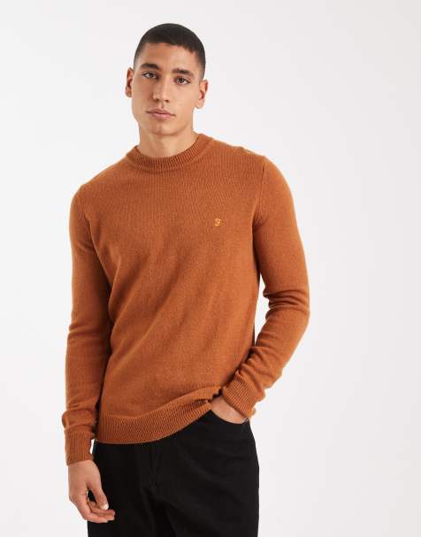 Farah maidstone lambswool jumper in orange - view 1