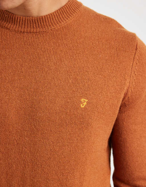 Farah Maidstone lambswool jumper in orange, 5 of 5