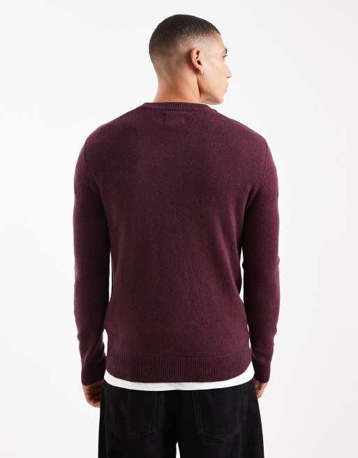 Farah Maidstone lambswool sweater in burgundy, 3 of 5