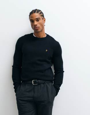 Farah Maidstone Logo Crew Neck Sweatshirt In Black