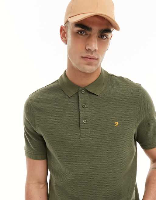 Farah - Manu - Polo met microruitje in kaki