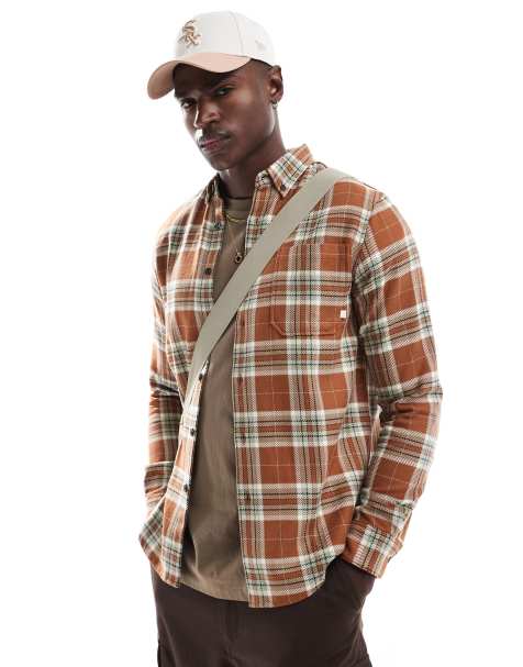 Farah - Marcelo - Camicia a maniche lunghe arancione a quadri - view 1