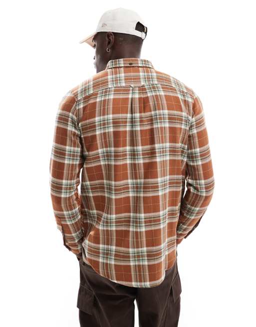 Farah Marcelo Camicia a maniche lunghe arancione a quadri ASOS