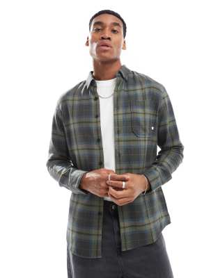 marcelo check long sleeve shirt in black and green