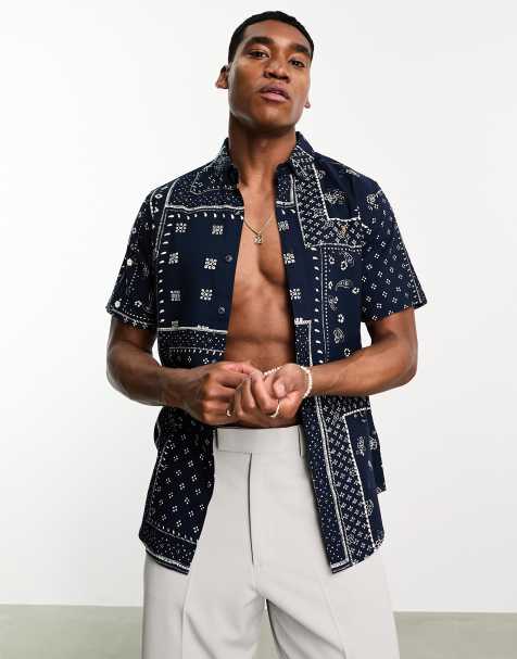 Farah Marcus bandana print short sleeve in true navy - view 1