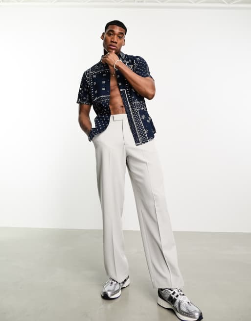Farah Marcus bandana print short sleeve shirt in true navy | ASOS