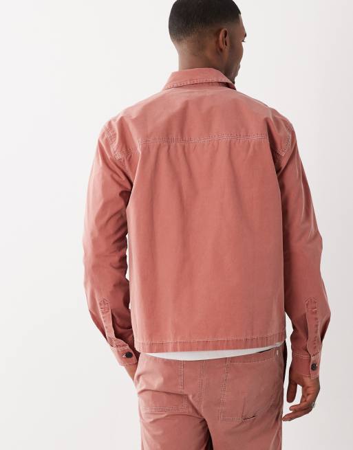 Farah – Mattison – Langärmlige Hemdjacke in Rot mit Logo, Kombiteil, 5 von 5