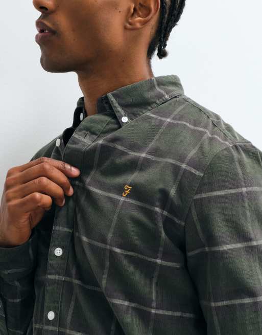 Farah Maverick long sleeve check shirt in grey/green, 3 of 5