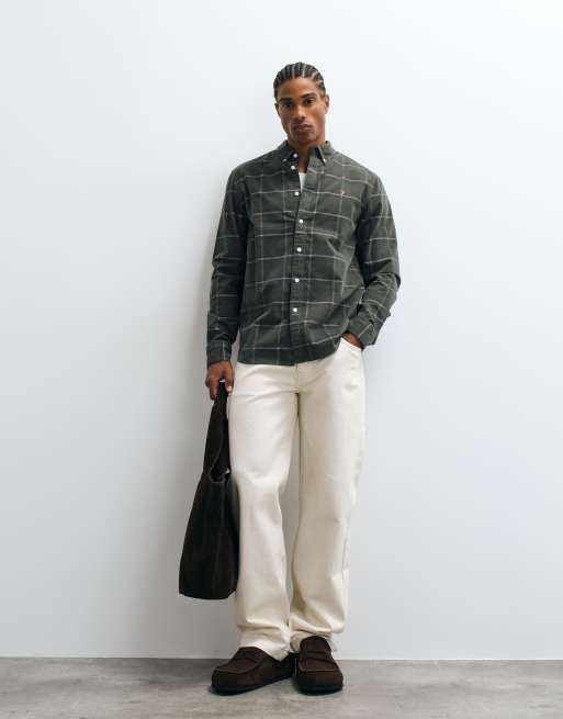 Farah Maverick long sleeve plaid shirt in gray/green, 4 of 5