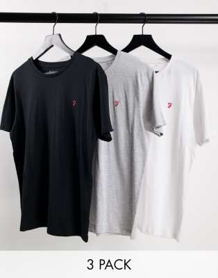 Merion 3 pack lounge T-shirt in multi-Black