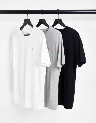 Farah Farah Merion 3 pack t-shirts in white grey and black