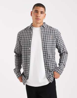 Farah Farah Millers long sleeve check shirt in charcoal-Grey