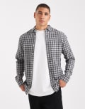 [Farah] Farah Millers long sleeve check shirt in charcoal-Grey M CHARCOAL