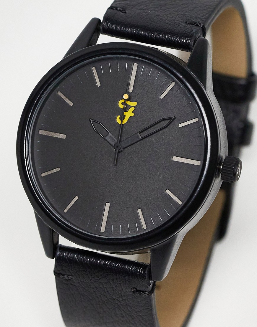 Farah minimal logo watch in black