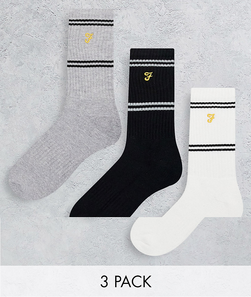 Farah Mirada 3 Pack Socks In Grey Navy And White
