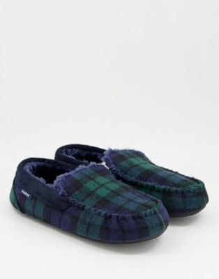 Farah moccasin slippers in check