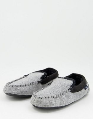 Farah moccasin slippers in herringbone