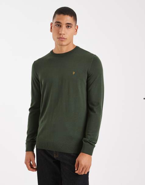 Farah Mullen merino wool jumper in dark green - view 1