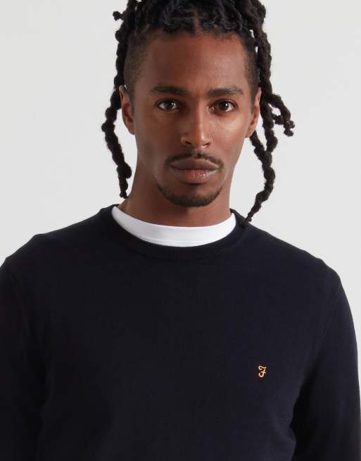 Farah Mullen merino wool knit logo jumper in navy, 4 of 4