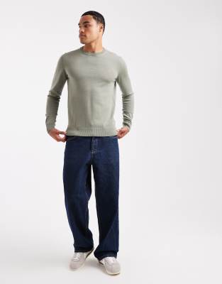 Farah Mullen Merino Wool Sweater Green In Multi