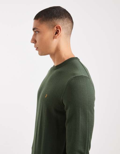 Farah mullen merino wool sweater in dark green, 4 of 5