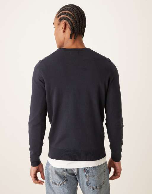 Farah – Mullen – Strickpullover aus Baumwolle in Marineblau mit Logo, 3 von 5