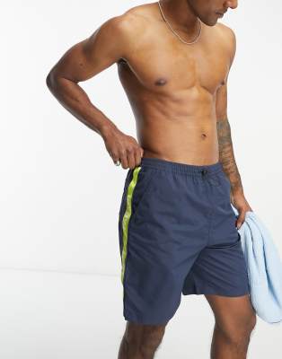 Farah Murphy tapped logo swim shorts in navy