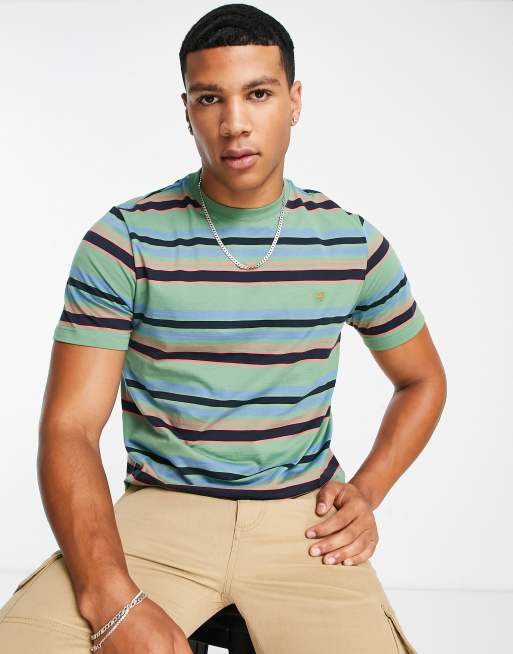 Farah Nash stripe cotton t-shirt in green | ASOS