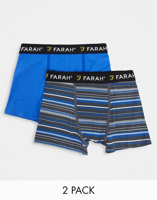 Farah Nesham 2 pack boxers in blue plain and stripe