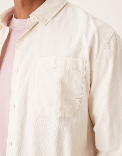 Farah - Netherton - Chemise à manches longues en velours côtelé avec logo - Écru, 5 de 5