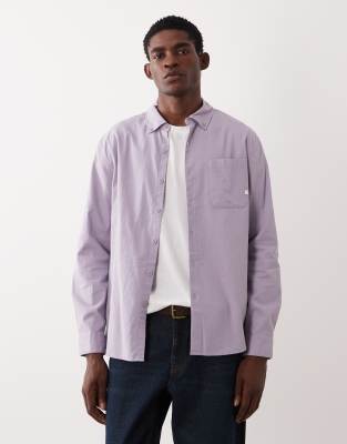 Farah Netherton Long Sleeve Logo Cord Shirt In Purple