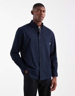 Farah Farah netherton longsleeve corduroy shirt in navy