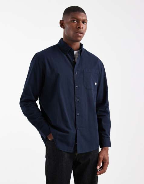Farah netherton longsleeve corduroy shirt in navy