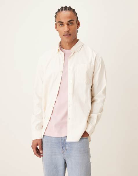 Farah - Netherton - Overhemd van corduroy met lange mouwen en logo in ecru - view 1