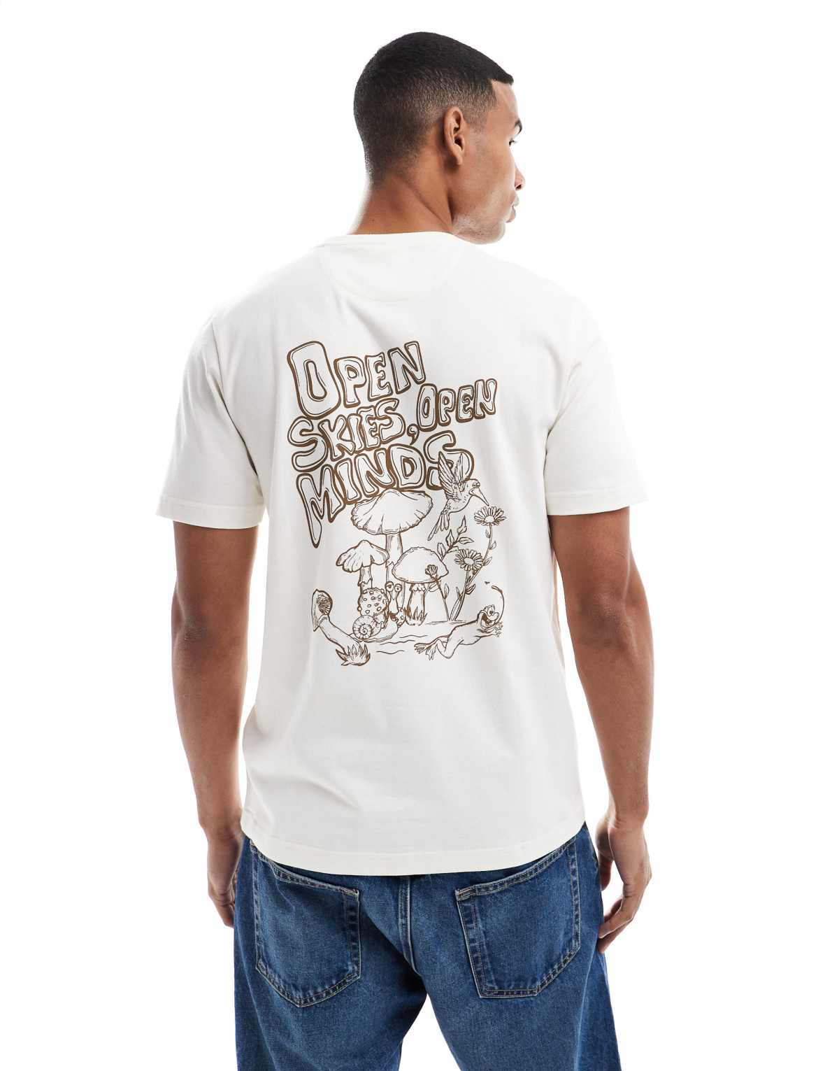 Farah normanton chest and back print t-shirt in beige
