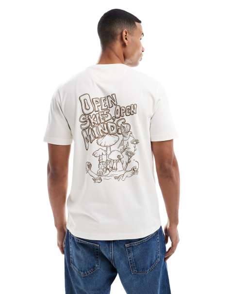 Farah - Normanton - T-shirt met print op de borst en rug in beige - view 1