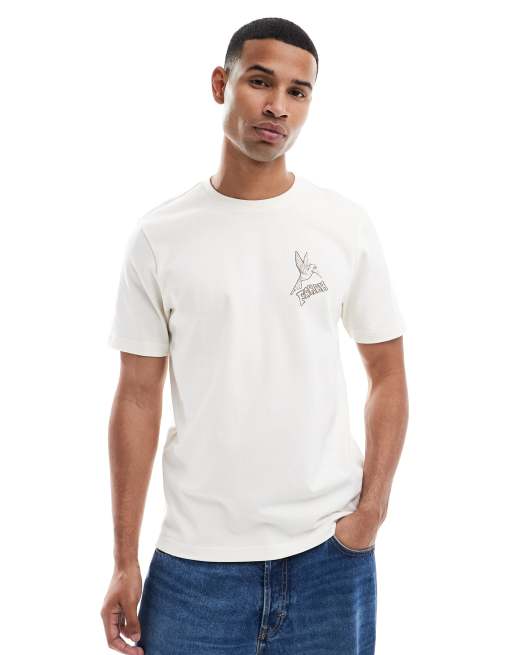 Farah - Normanton - T-shirt met print op de borst en rug in beige, 3 van 5