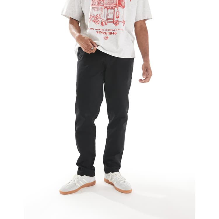 Farah Norwood hopsack chino pants in black | ASOS
